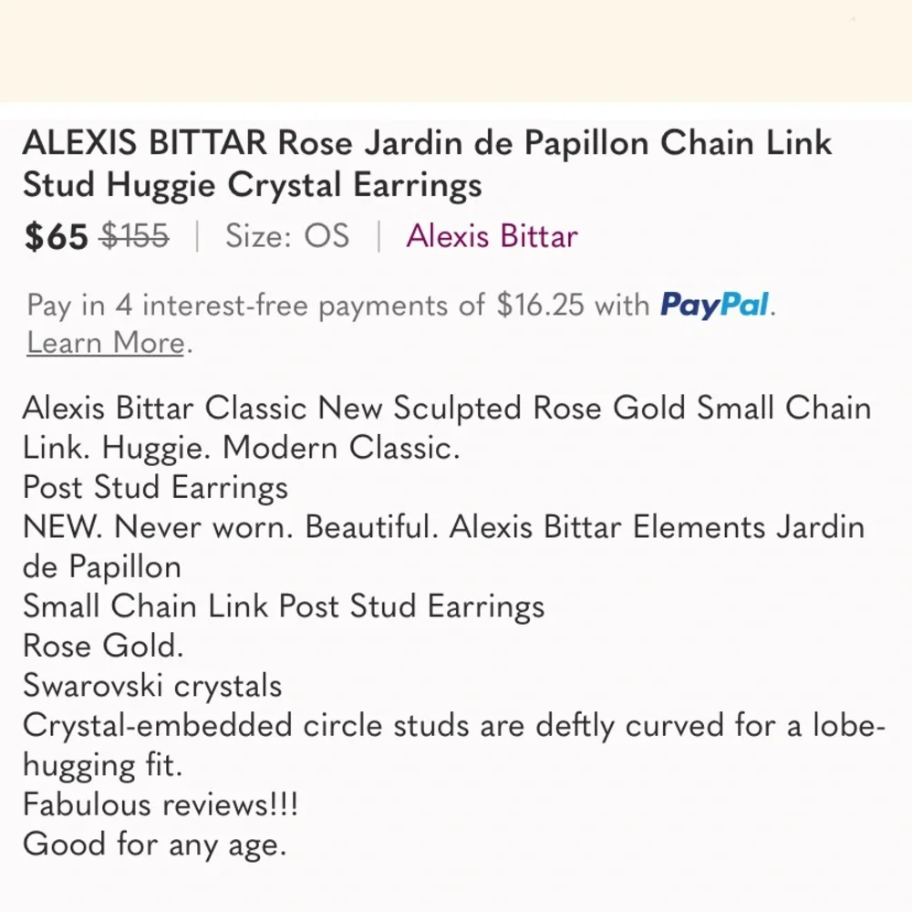 ALEXIS BITTAR Rose Gold Jardin de Papillon Link Stud Crystal Earrings